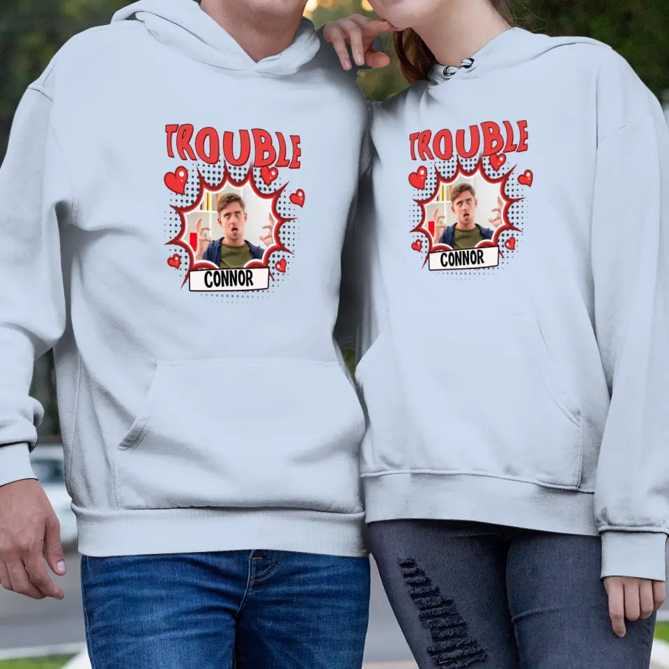 Where I Go Trouble Follows - Personalized Gifts For Couples - Unisex Hoodie