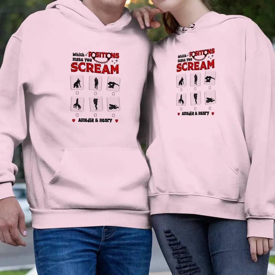 Which Position Makes You Scream  - Personalized Gifts For Couple - Unisex Hoodie