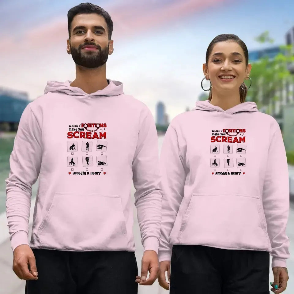 Which Position Makes You Scream  - Personalized Gifts For Couple - Unisex Hoodie