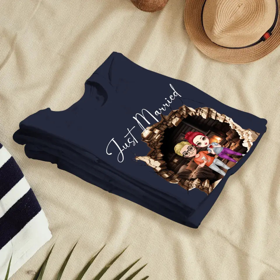 Just Married You - Custom Name - Personalized Gifts for Couples - Unisex T-Shirt