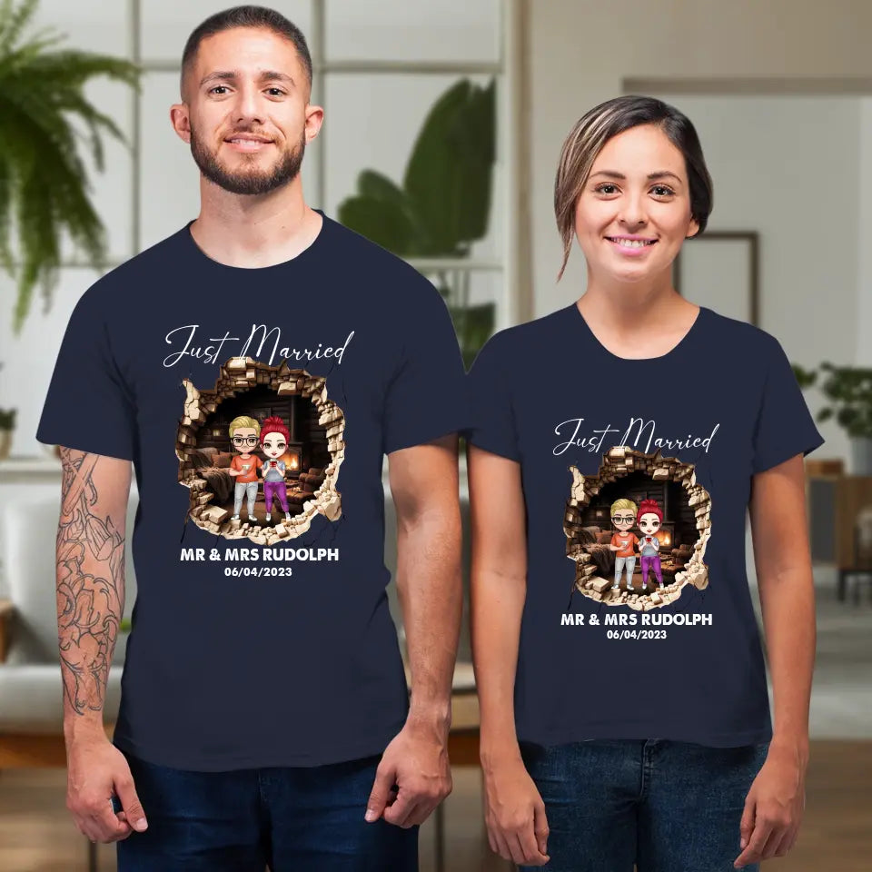 Just Married You - Custom Name - Personalized Gifts for Couples - Unisex T-Shirt