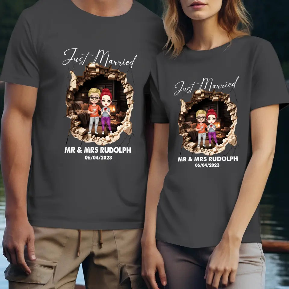 Just Married You - Custom Name - Personalized Gifts for Couples - Unisex T-Shirt