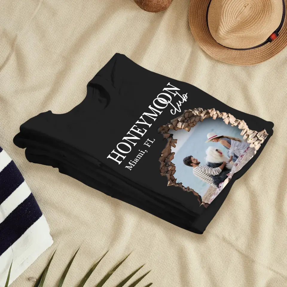 Honeymoon Honeymoon - Custom Photo - Personalized Gifts for Couples - Unisex T-Shirt