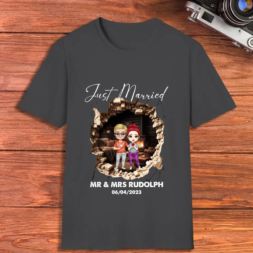 Just Married You - Custom Name - Personalized Gifts for Couples - Unisex T-Shirt