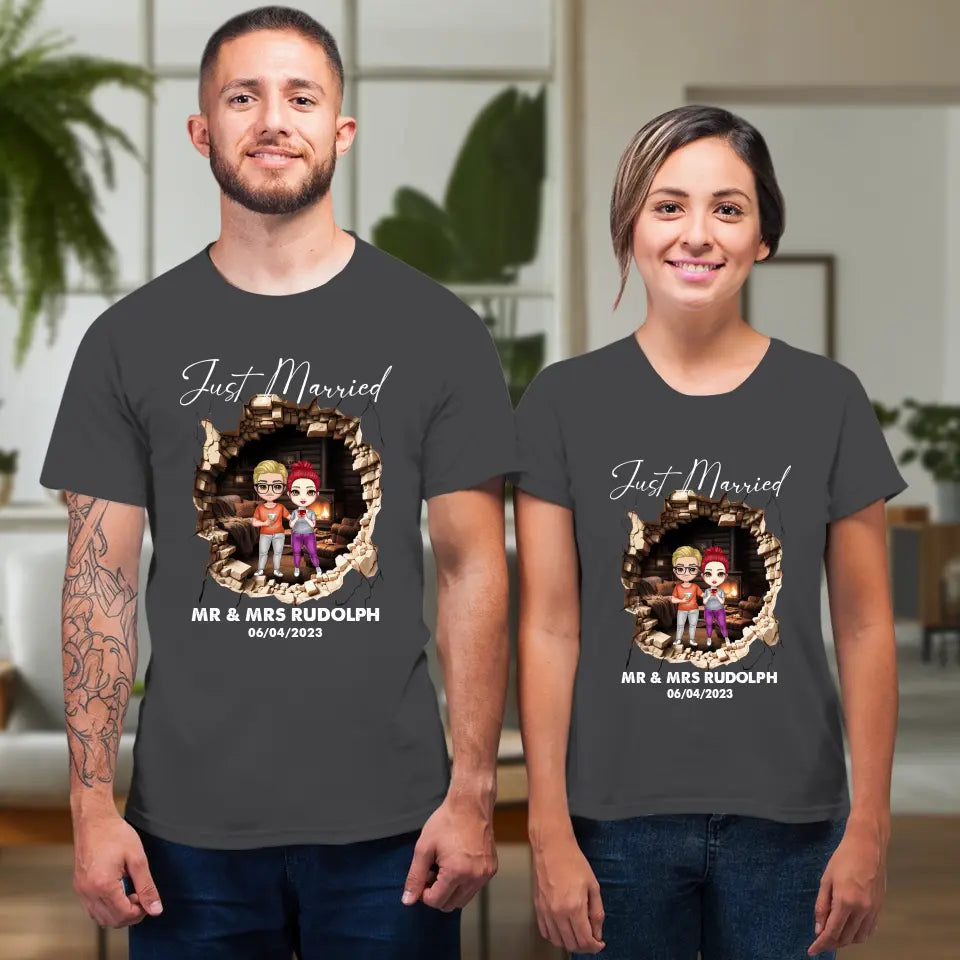 Just Married You - Custom Name - Personalized Gifts for Couples - Unisex T-Shirt