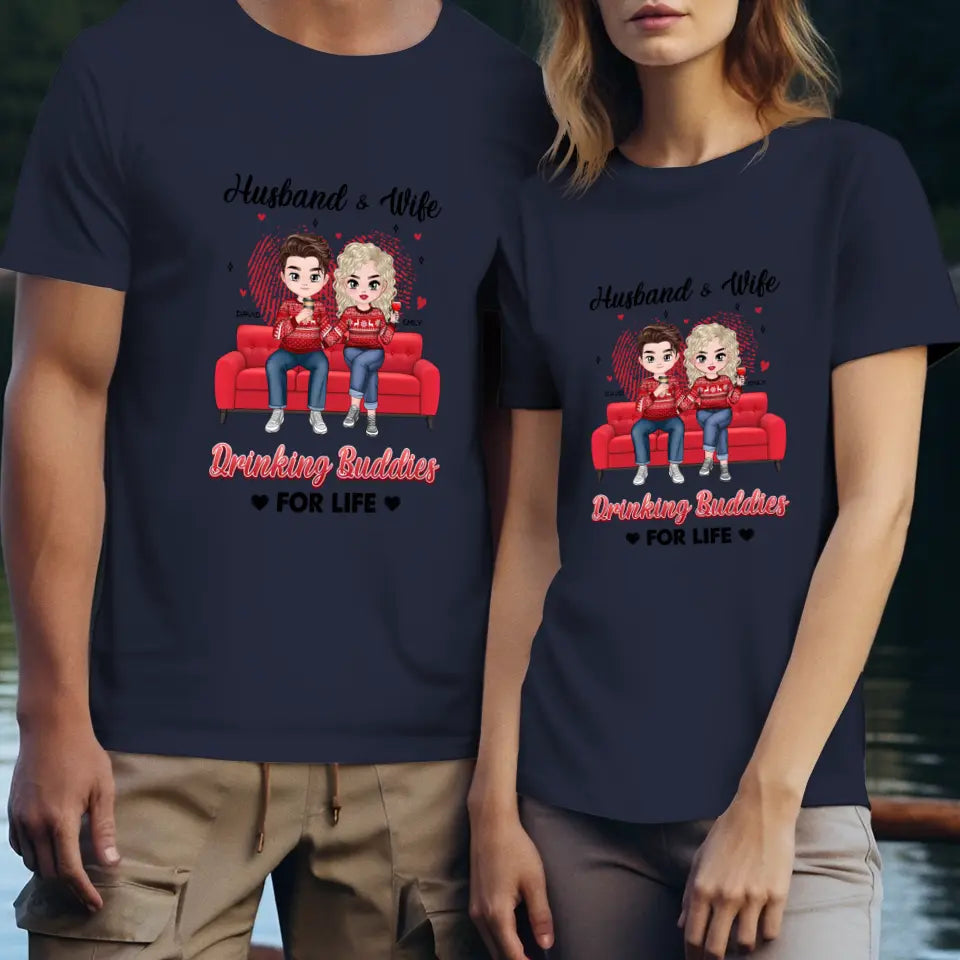 Drinking Buddies - Personalized Gifts for Couples - Unisex T-Shirt