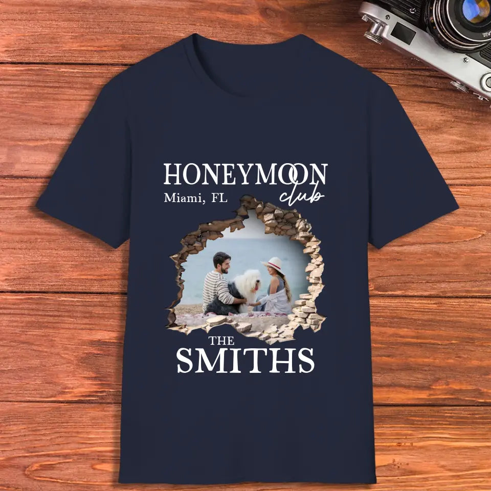 Honeymoon Honeymoon - Custom Photo - Personalized Gifts for Couples - Unisex T-Shirt