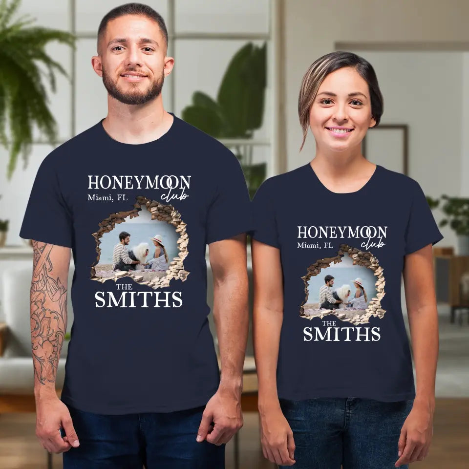 Honeymoon Honeymoon - Custom Photo - Personalized Gifts for Couples - Unisex T-Shirt