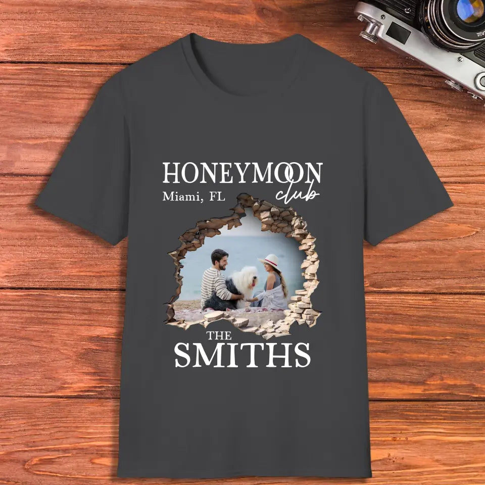 Honeymoon Honeymoon - Custom Photo - Personalized Gifts for Couples - Unisex T-Shirt