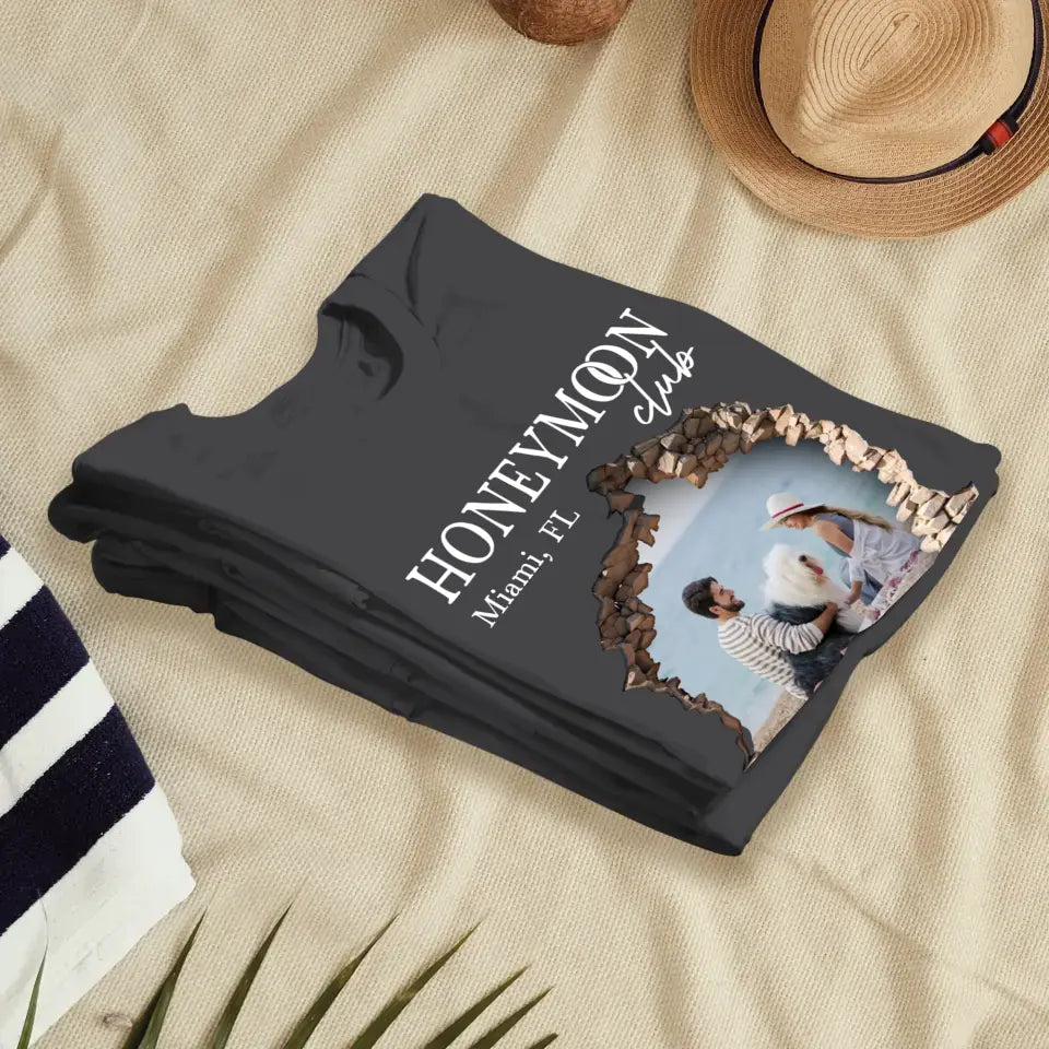 Honeymoon Honeymoon - Custom Photo - Personalized Gifts for Couples - Unisex T-Shirt