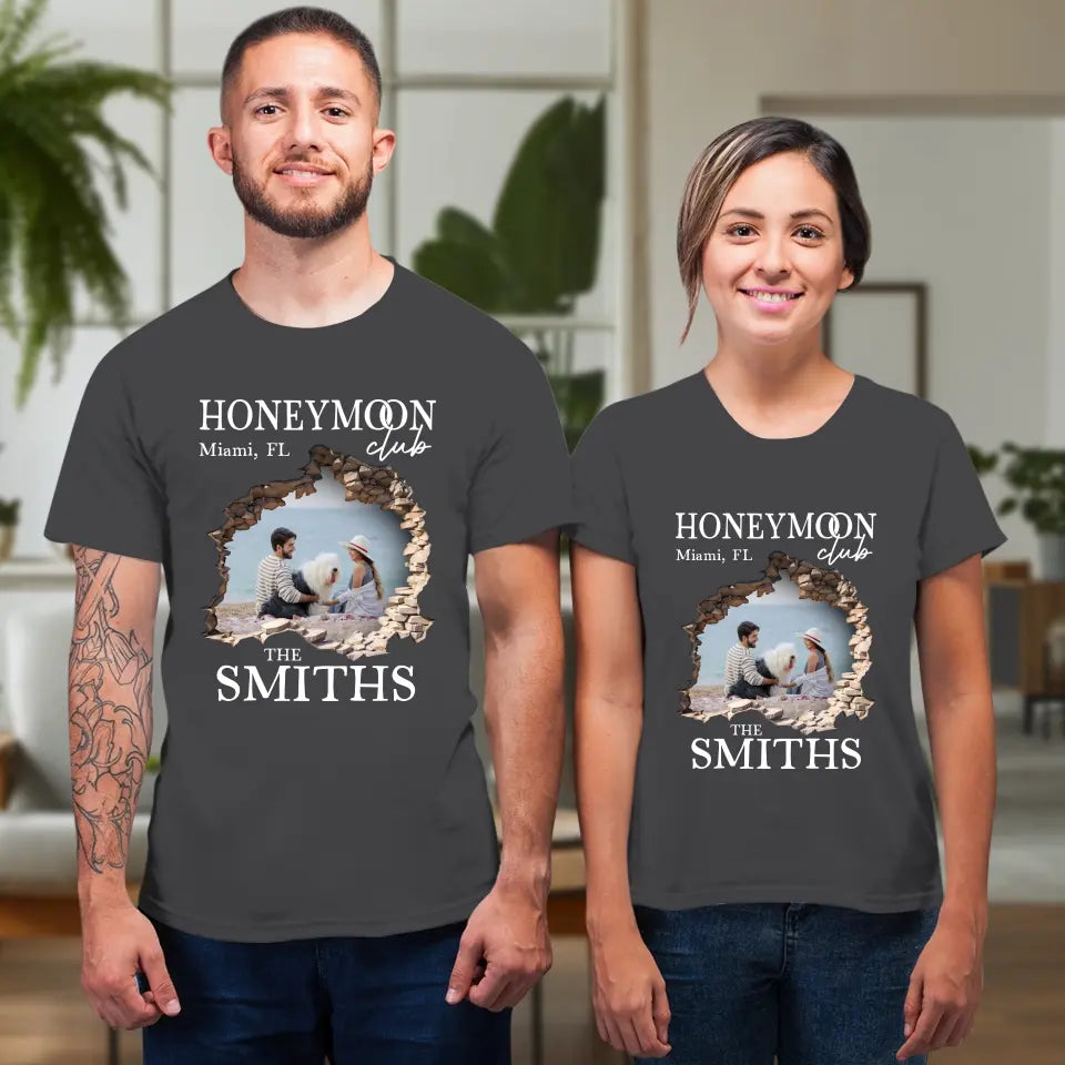 Honeymoon Honeymoon - Custom Photo - Personalized Gifts for Couples - Unisex T-Shirt