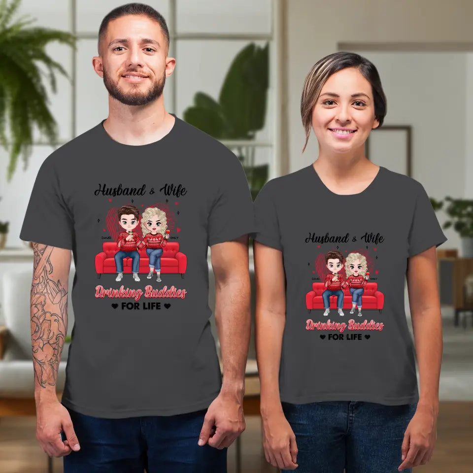 Drinking Buddies - Personalized Gifts for Couples - Unisex T-Shirt