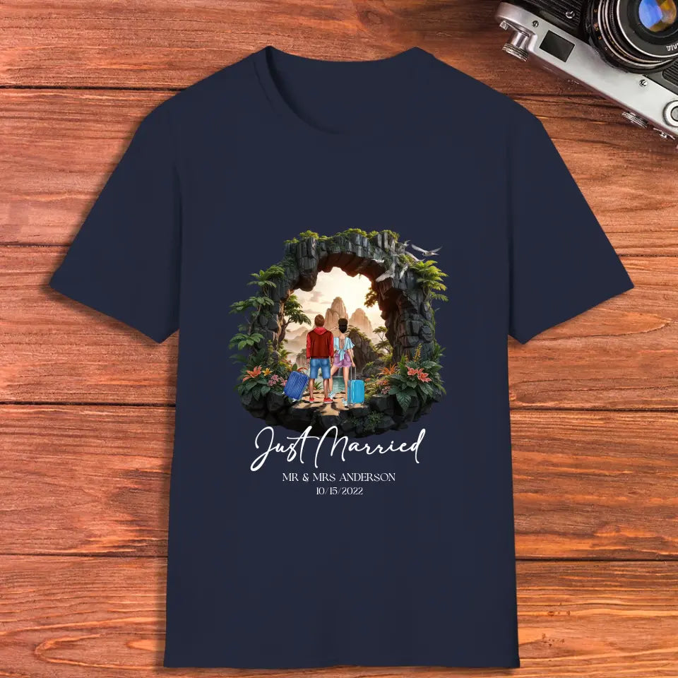 Just Married - Custom Name - Personalized Gifts For Couple - T-Shirt