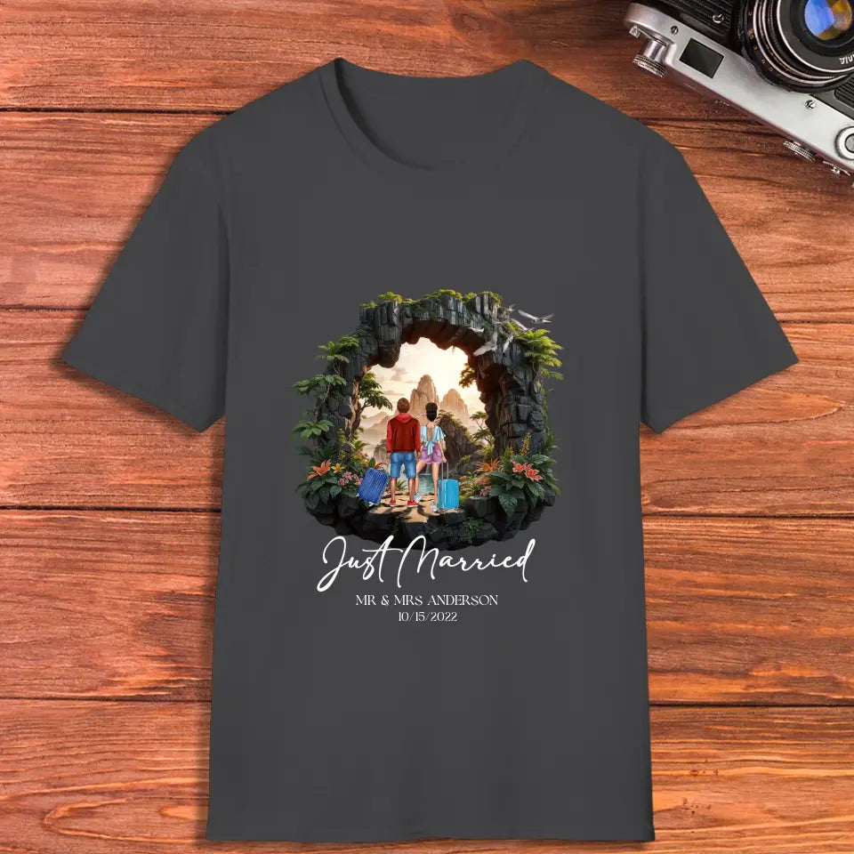 Just Married - Custom Name - Personalized Gifts For Couple - T-Shirt