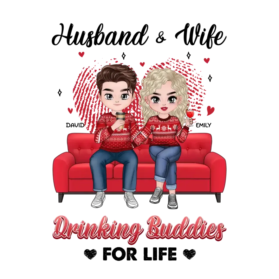 Drinking Buddies For Life - Personalized Gifts for Couples - Unisex T-Shirt