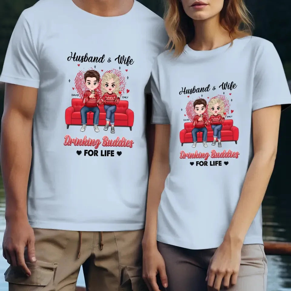 Drinking Buddies For Life - Personalized Gifts for Couples - Unisex T-Shirt