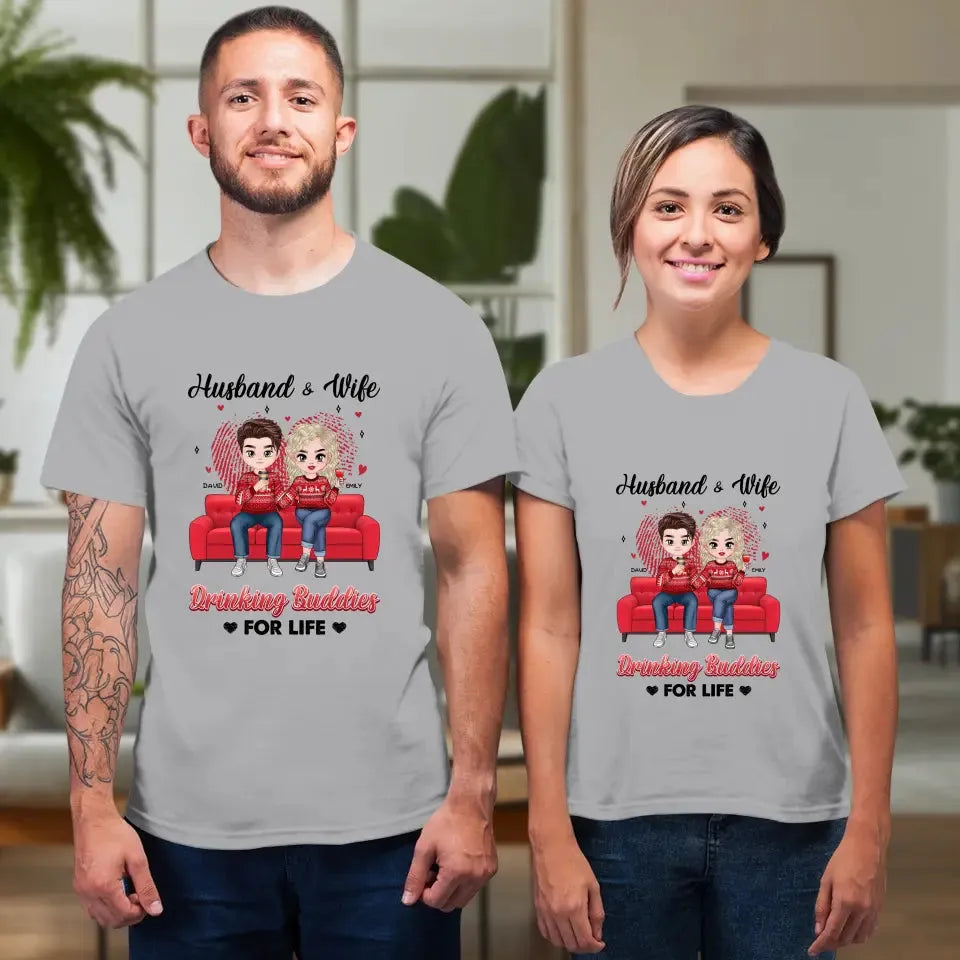 Drinking Buddies For Life - Personalized Gifts for Couples - Unisex T-Shirt