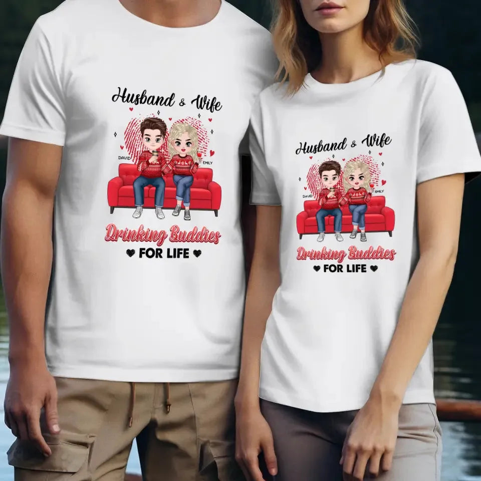 Drinking Buddies For Life - Personalized Gifts for Couples - Unisex T-Shirt