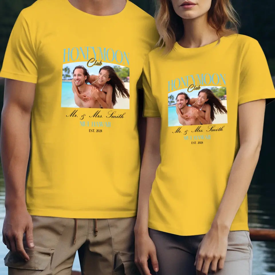 Our Honeymoon - Custom Photo - Personalized Gifts for Couples - Unisex T-Shirt
