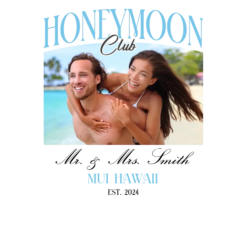 Our Honeymoon - Custom Photo - Personalized Gifts for Couples - Unisex T-Shirt