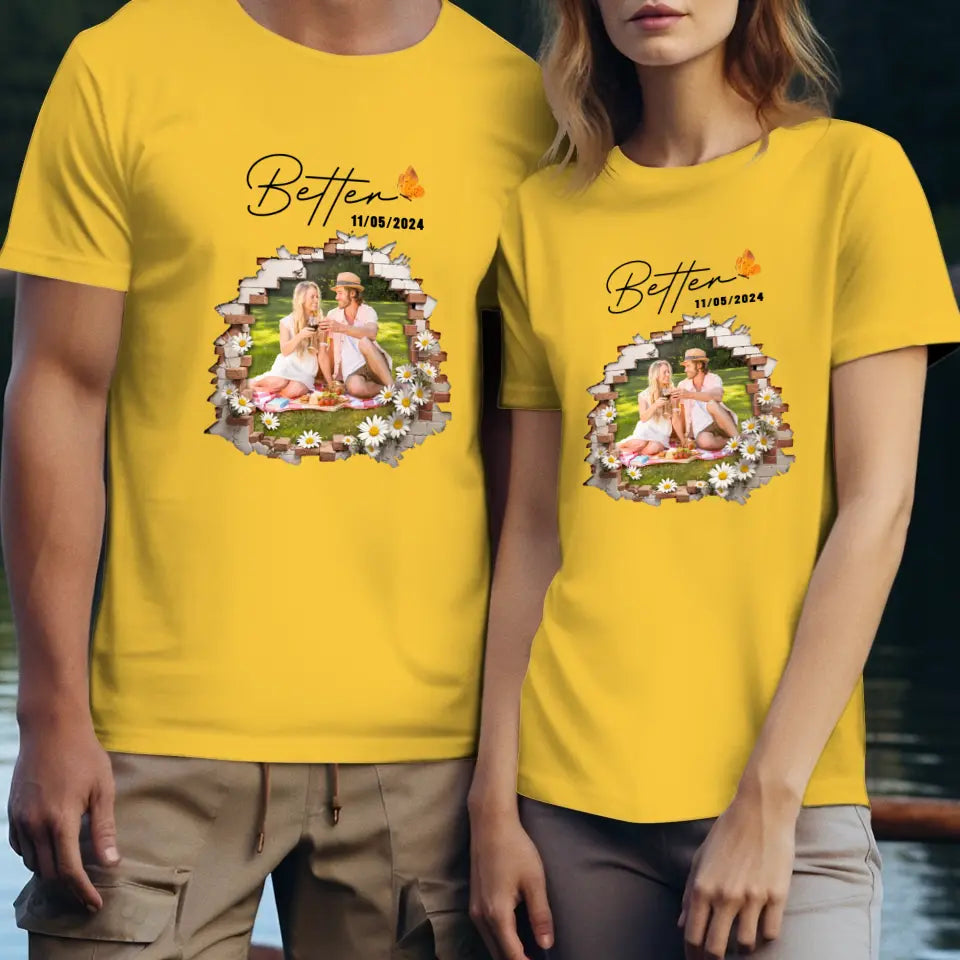 Better Together - Custom Photo - Personalized Gifts for Couples - T-Shirt