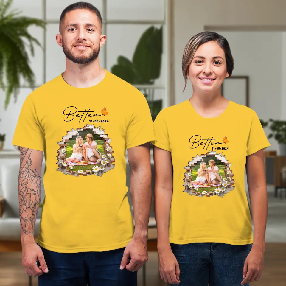 Better Together - Custom Photo - Personalized Gifts for Couples - T-Shirt