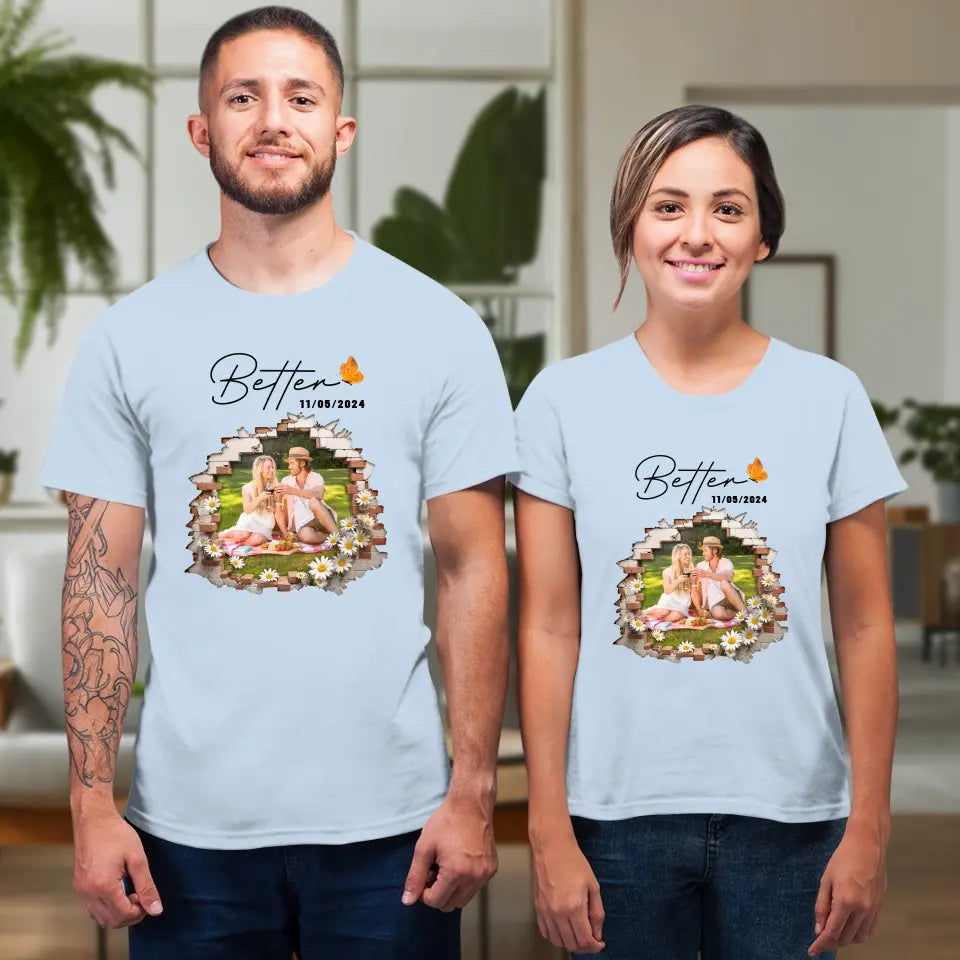 Better Together - Custom Photo - Personalized Gifts for Couples - T-Shirt