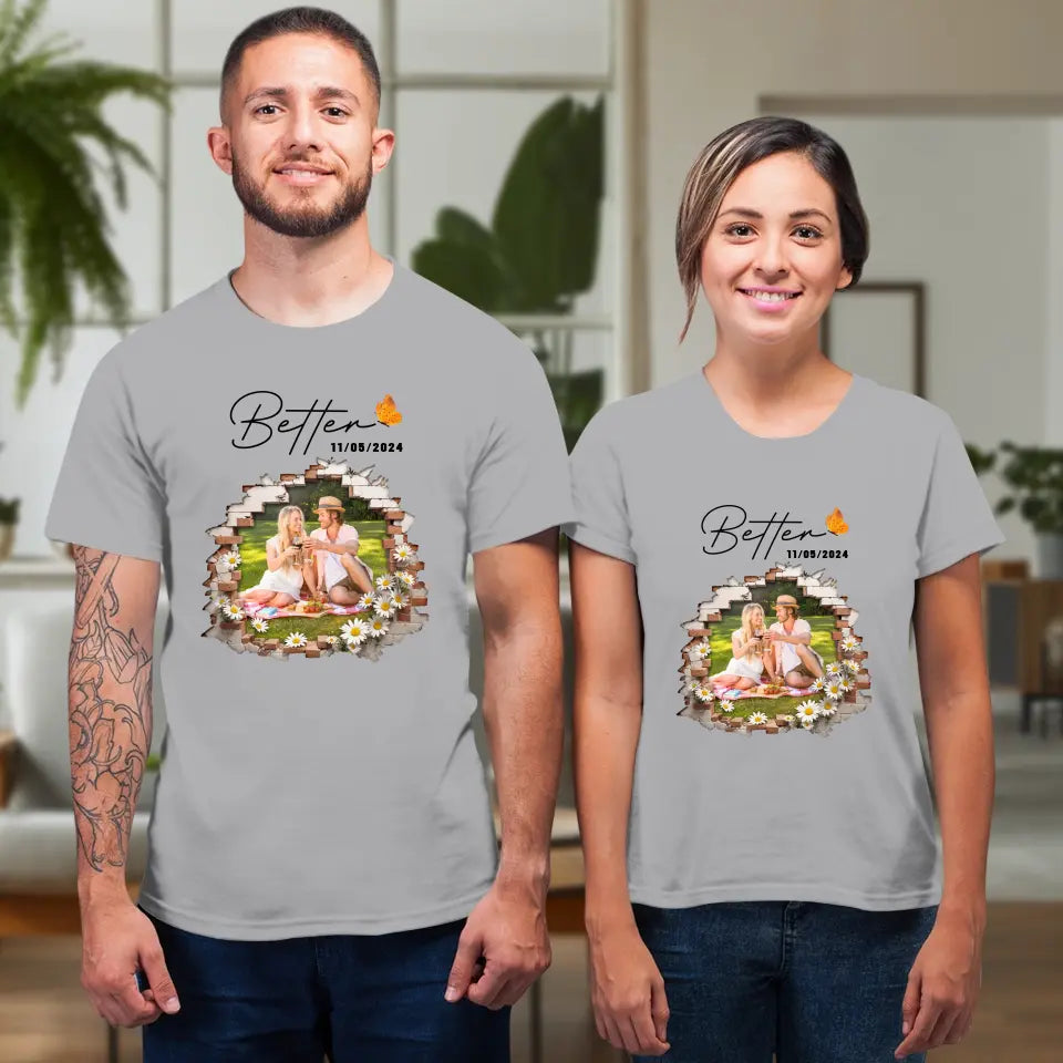 Better Together - Custom Photo - Personalized Gifts for Couples - T-Shirt