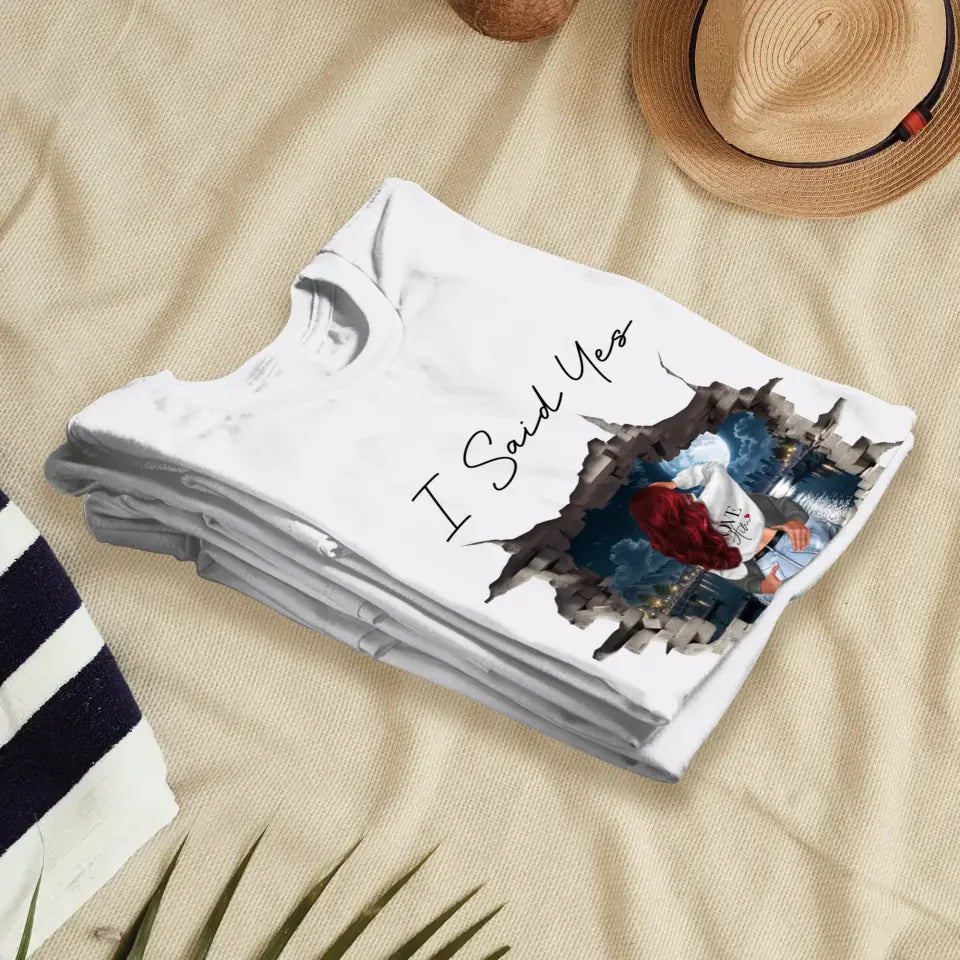 I Said Yes - Custom Photo - Personalized Gifts for Couples - Unisex T-Shirt