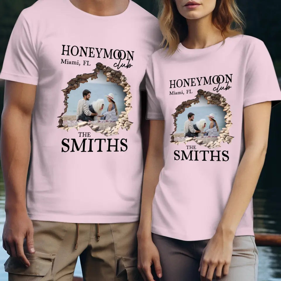 Honeymoon With Love - Custom Photo - Personalized Gifts for Couples - Unisex T-Shirt