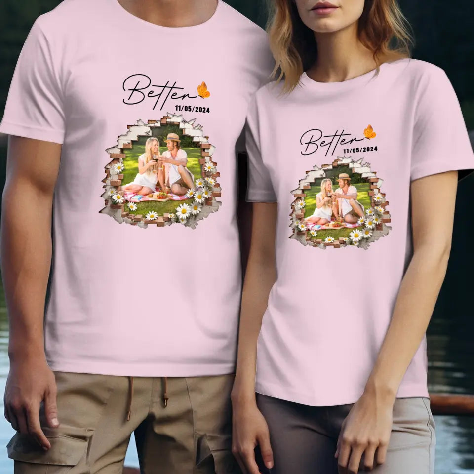 Better Together - Custom Photo - Personalized Gifts for Couples - T-Shirt