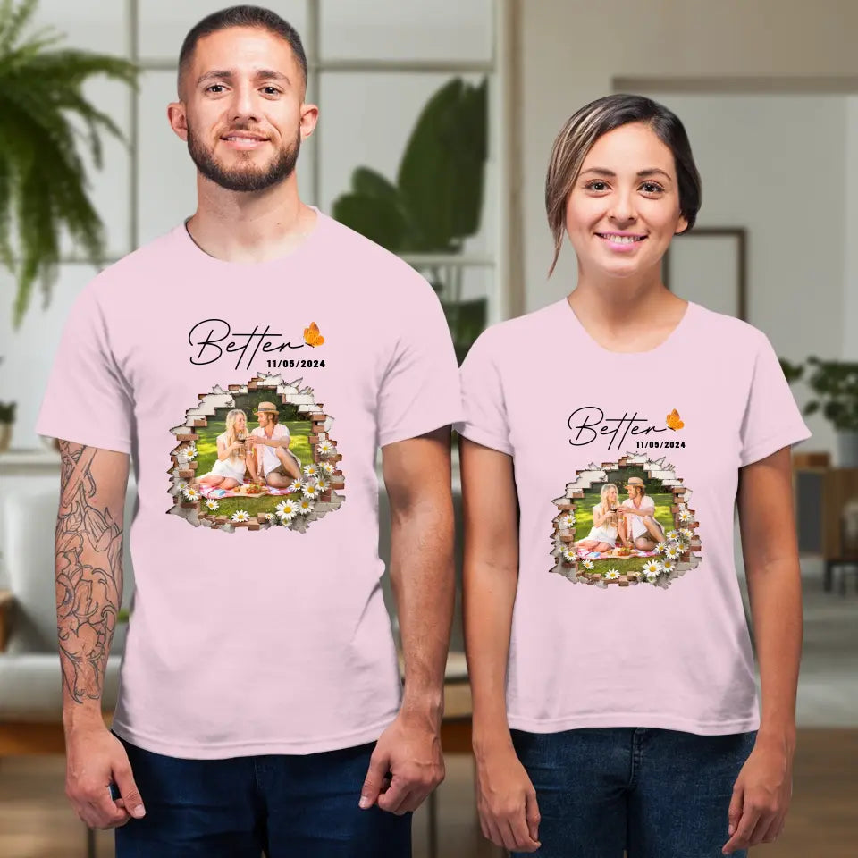 Better Together - Custom Photo - Personalized Gifts for Couples - T-Shirt