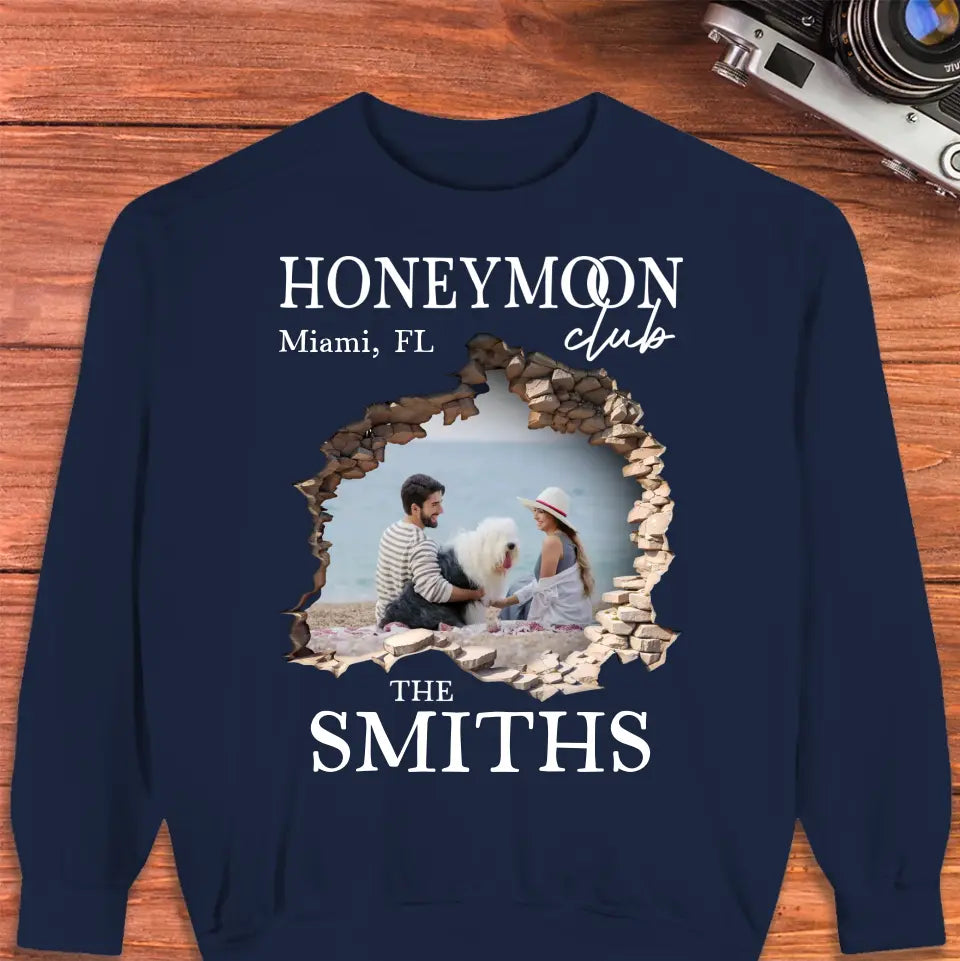 Honeymoon Honeymoon - Custom Photo - Personalized Gifts for Couples - Unisex Sweater