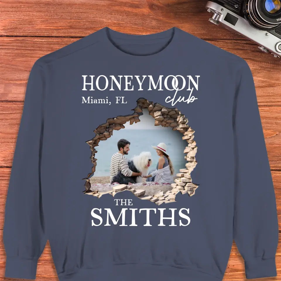 Honeymoon Honeymoon - Custom Photo - Personalized Gifts for Couples - Unisex Sweater