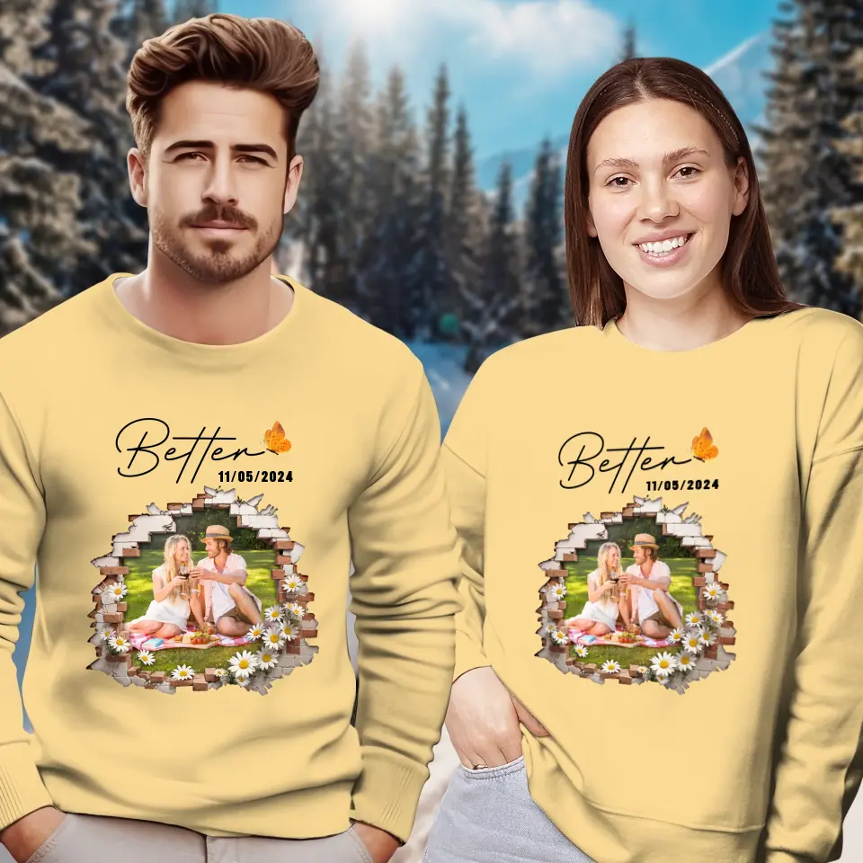 Better Together - Custom Photo - Personalized Gifts for Couples - Sweater