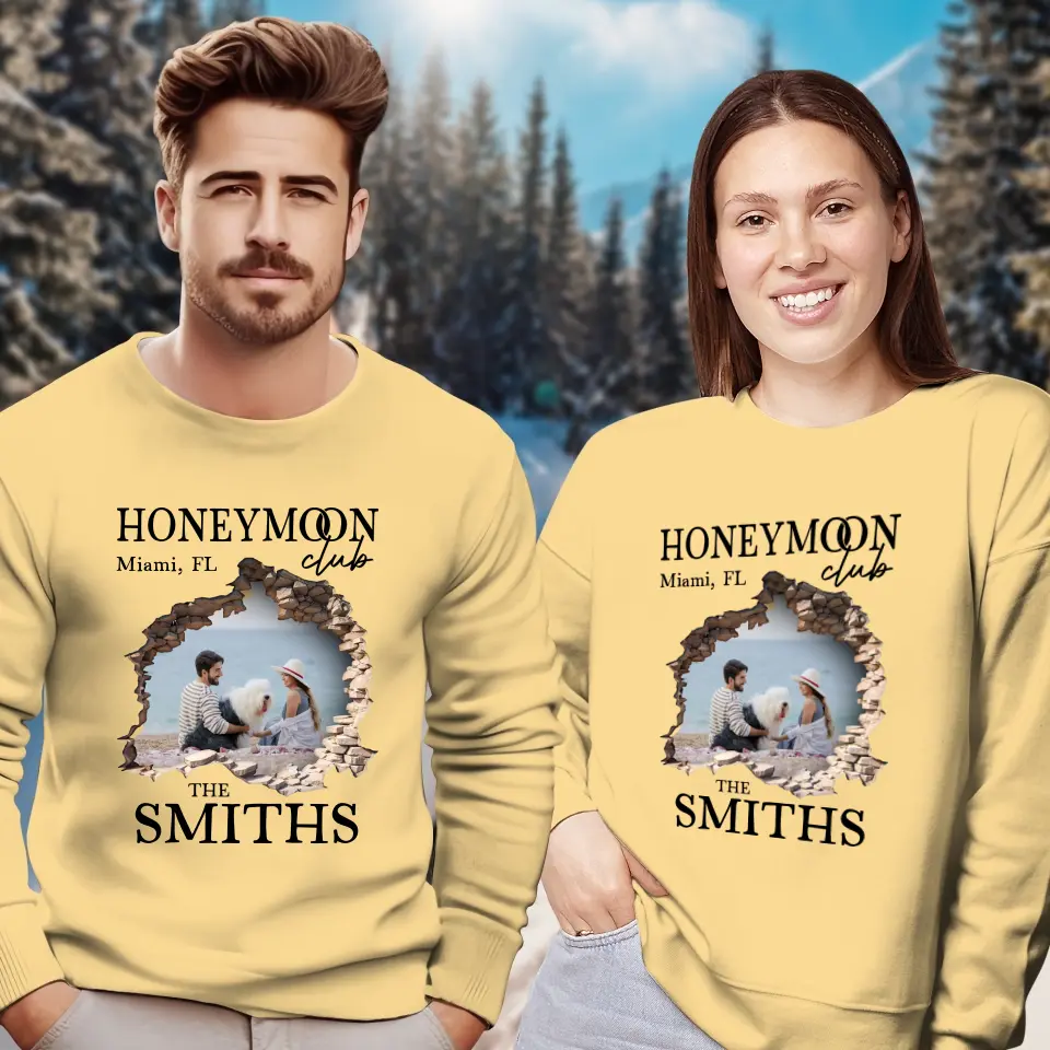 Honeymoon With Love - Custom Photo - Personalized Gifts for Couples - Unisex Sweater