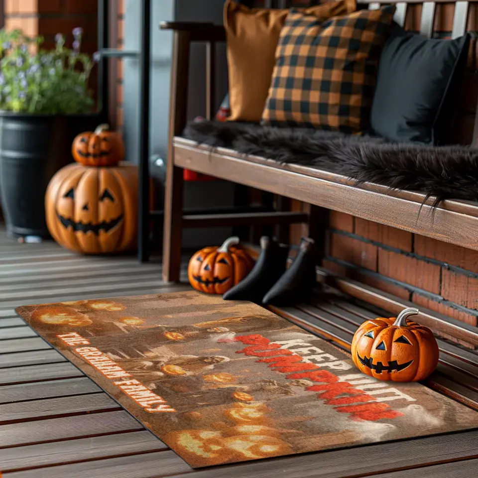 Keep Out Pumpkin - Custom Name - Personalized Gifts For Family - Doormat