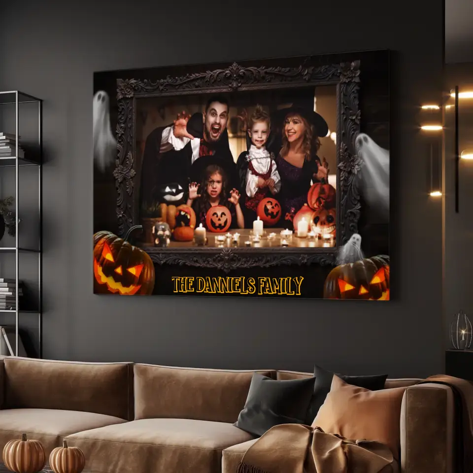 Family Halloween Photo - Custom Photo - Personalized Gifts For Family - Canvas Gallery Warp