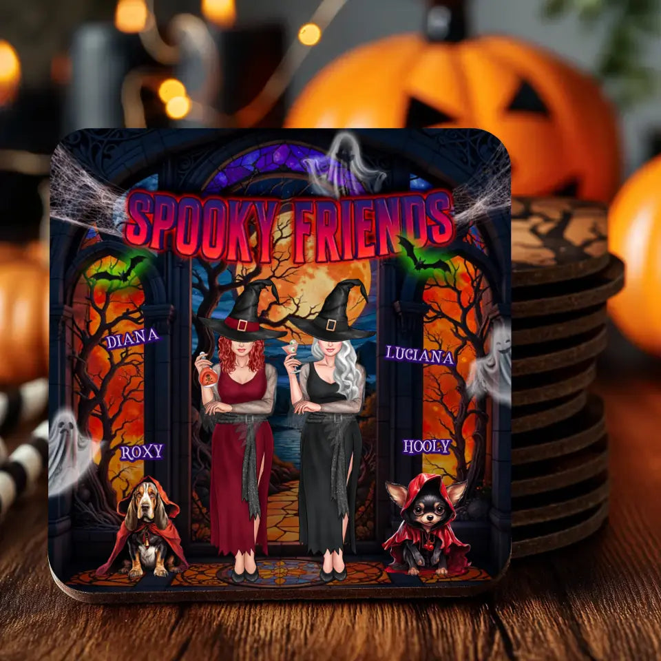 Spooky Friends - Custom Name - Personalized Gifts For Bestie - Coaster