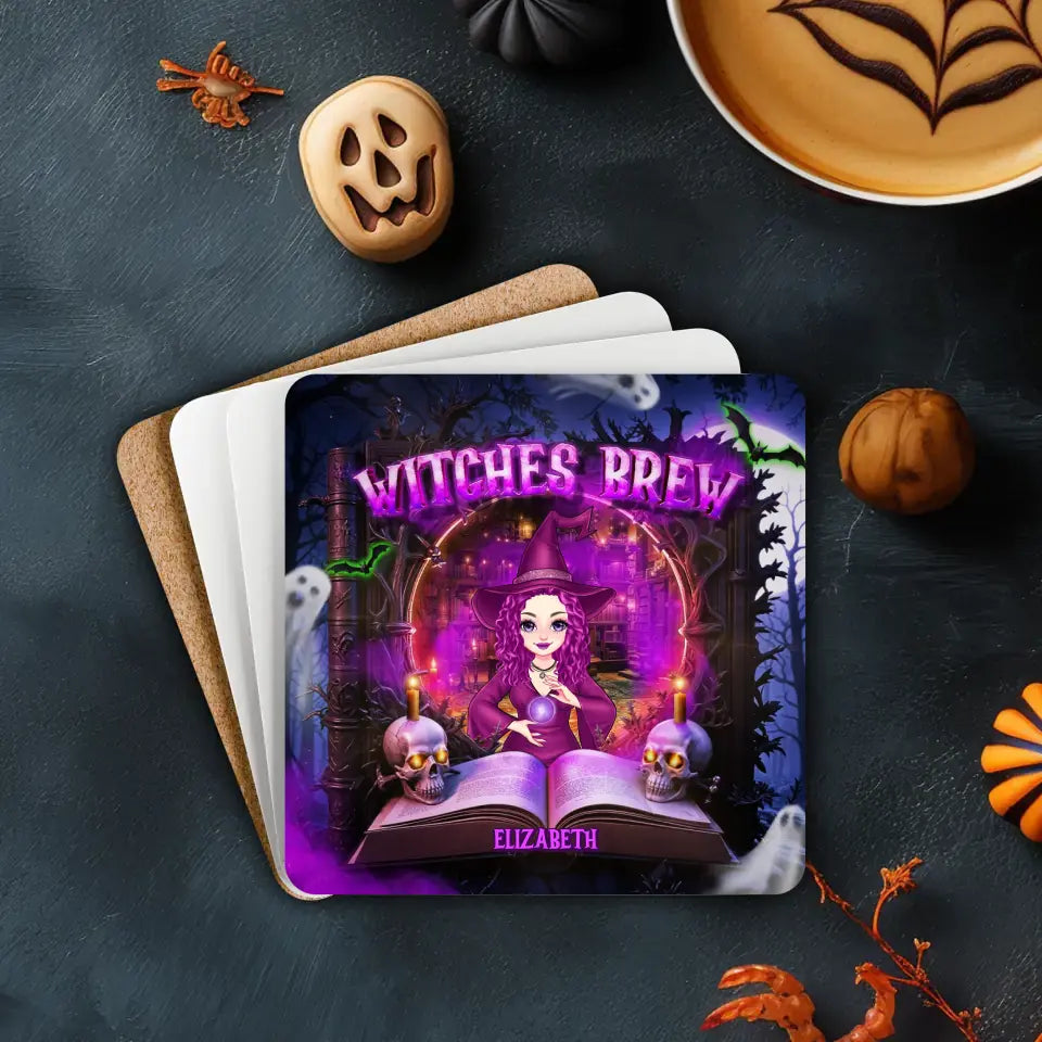 Witches Brew - Custom Name - Personalized Gifts For Mom - Coaster