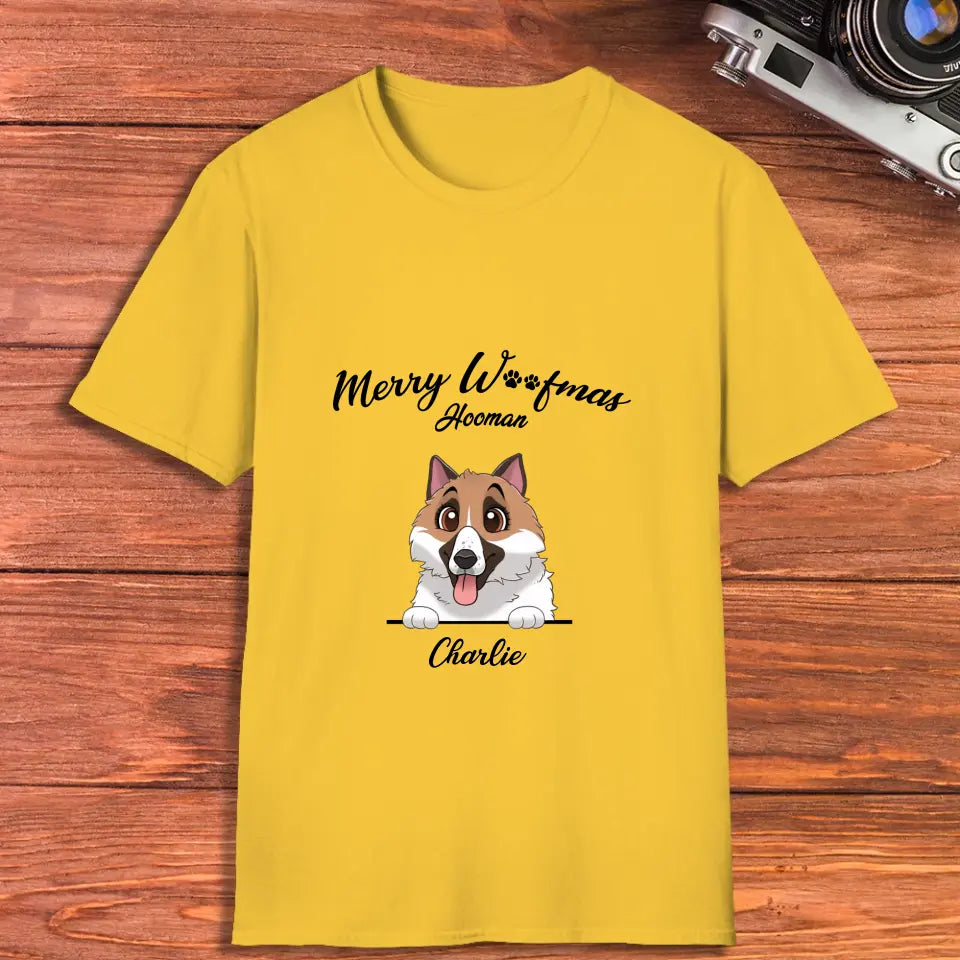 Merry Woofmas - Custom Name - Personalized Gifts For Dog Lovers - T-shirt