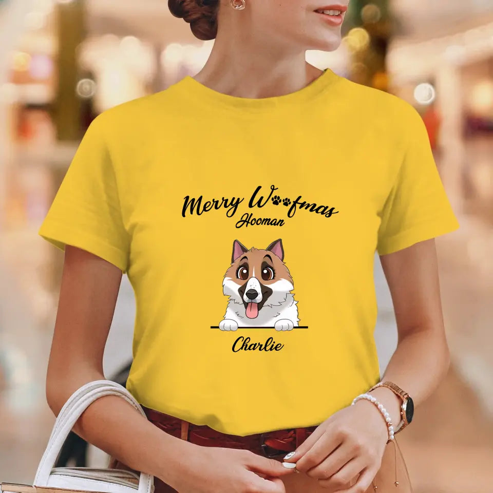 Merry Woofmas - Custom Name - Personalized Gifts For Dog Lovers - T-shirt