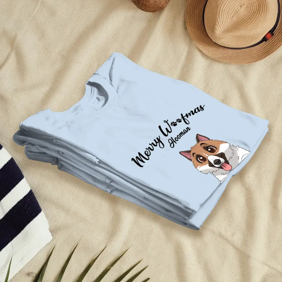 Merry Woofmas - Custom Name - Personalized Gifts For Dog Lovers - T-shirt