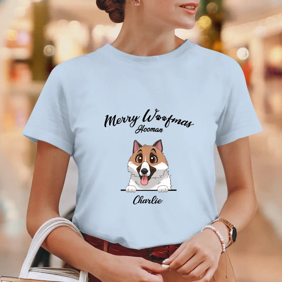 Merry Woofmas - Custom Name - Personalized Gifts For Dog Lovers - T-shirt