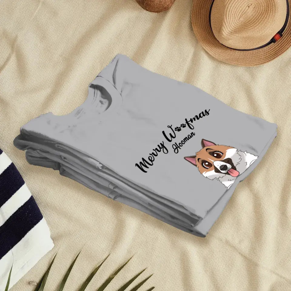 Merry Woofmas - Custom Name - Personalized Gifts For Dog Lovers - T-shirt