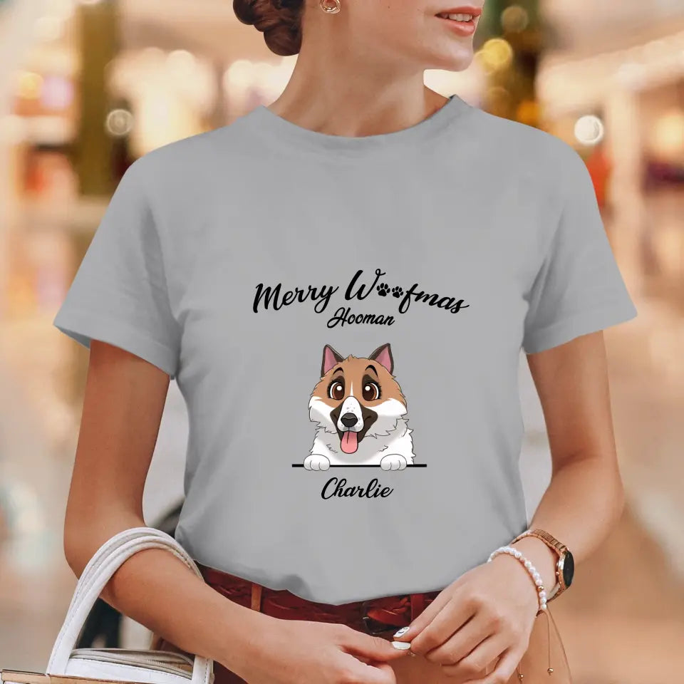 Merry Woofmas - Custom Name - Personalized Gifts For Dog Lovers - T-shirt