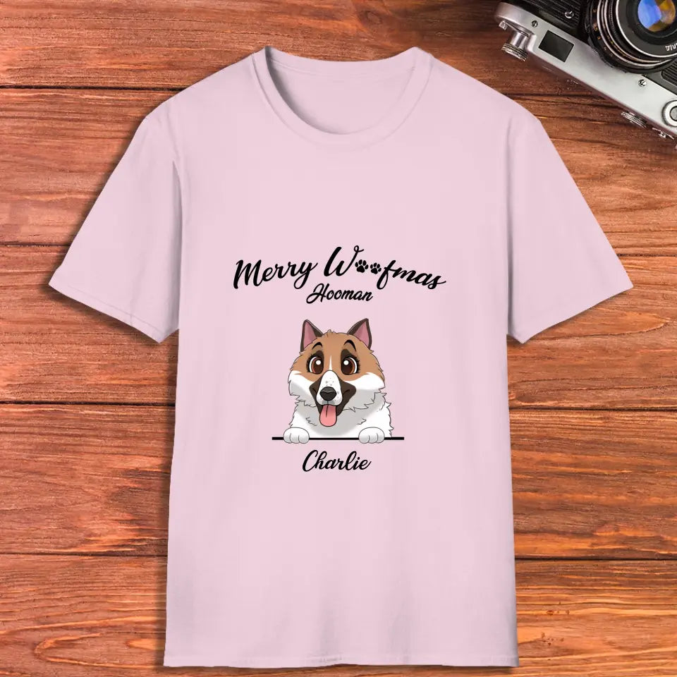 Merry Woofmas - Custom Name - Personalized Gifts For Dog Lovers - T-shirt