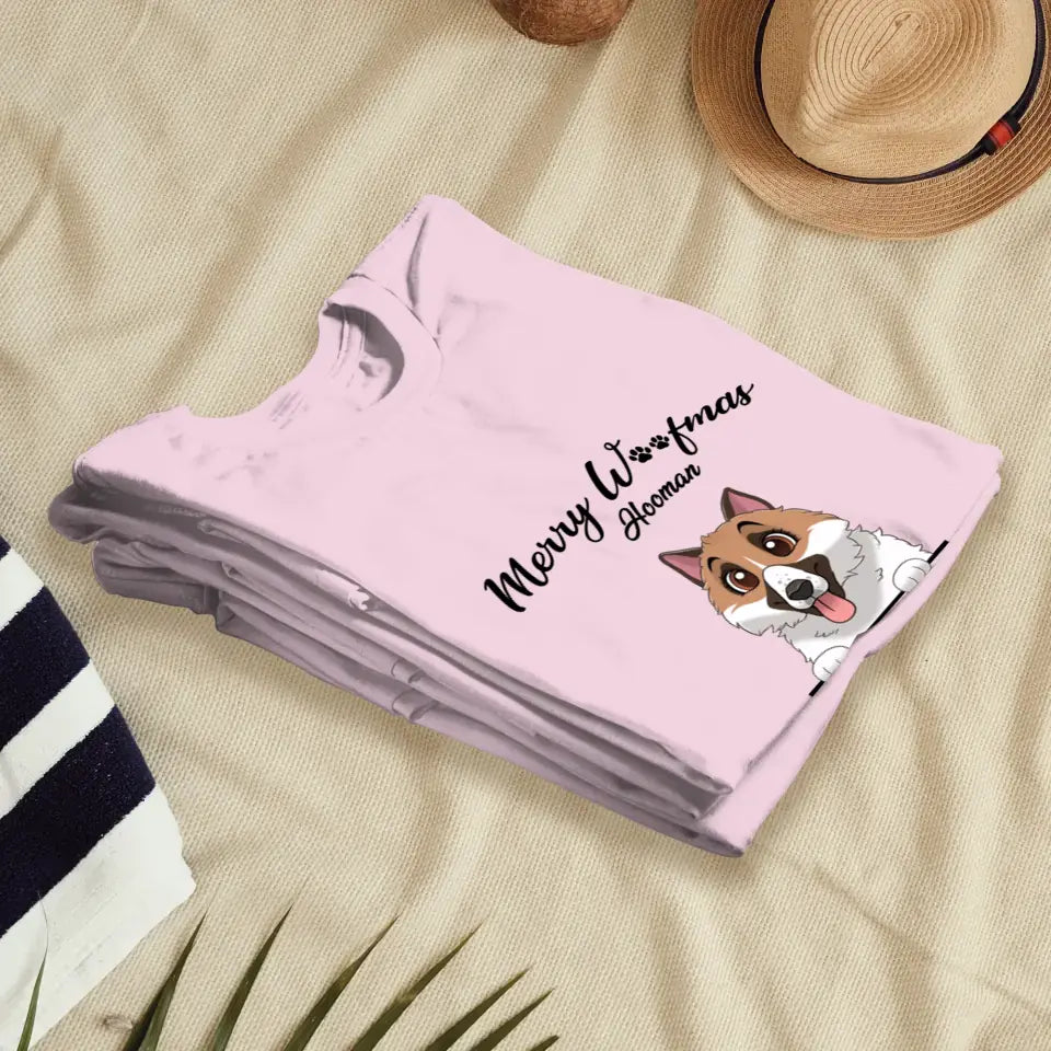 Merry Woofmas - Custom Name - Personalized Gifts For Dog Lovers - T-shirt