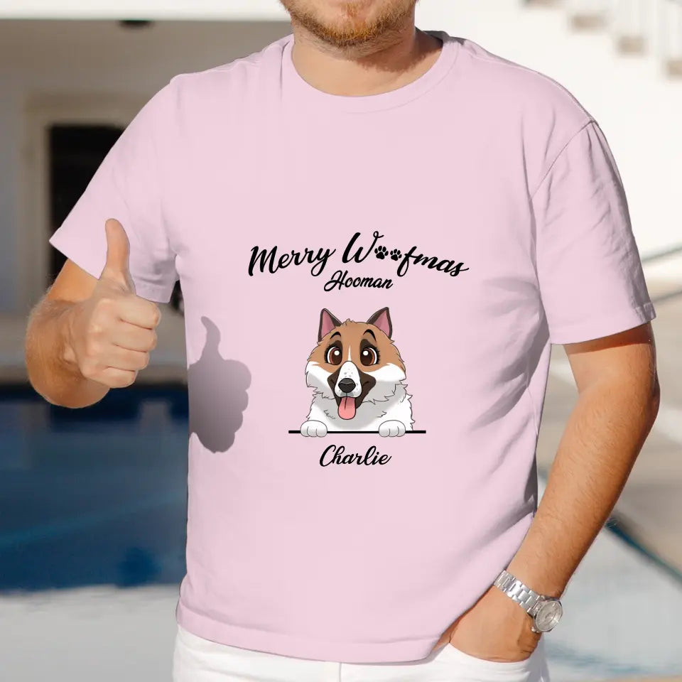 Merry Woofmas - Custom Name - Personalized Gifts For Dog Lovers - T-shirt