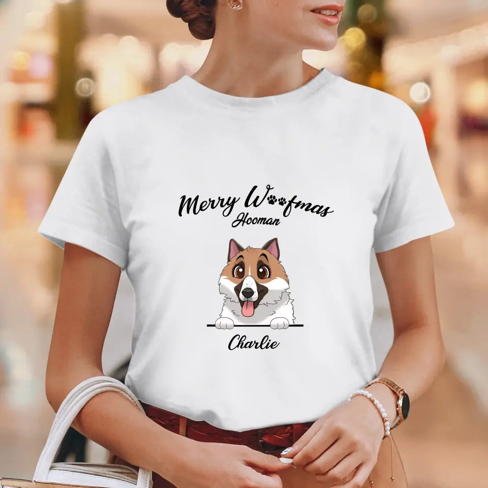 Merry Woofmas - Custom Name - Personalized Gifts For Dog Lovers - T-shirt